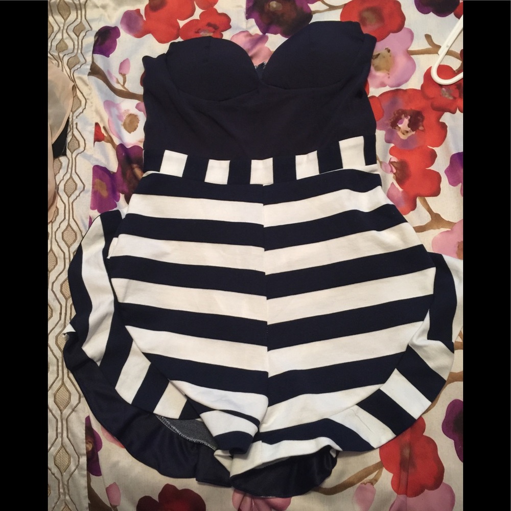 Navy and White Striped Women's Dress